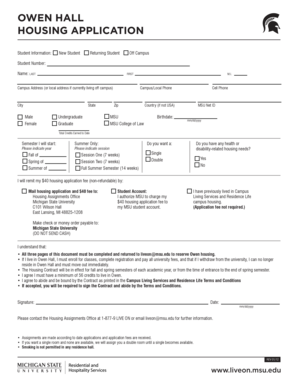 Michigan State University Housing Application