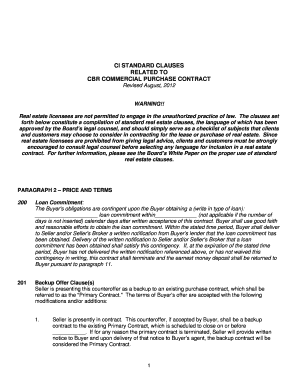 CBR Commercial Purchase Contract Standard Clauses