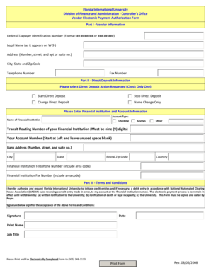 Vendor Electronic Payment Authorization Form