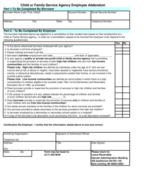 Child or Family Service Agency Employee Addendum