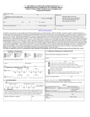 Federal Perkins Loan Cancellation Request