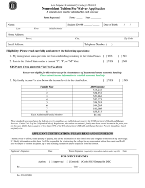 Nonresident Tuition Fee Waiver Application