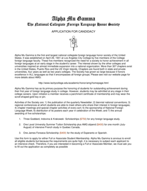 Alpha Mu Gamma Application for Candidacy