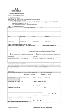 Claimant Referral Form for EI Act Section 25