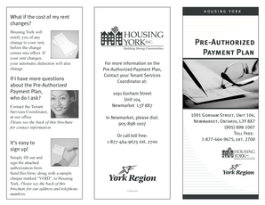 Housing York Pre-Authorized Payment Plan Form