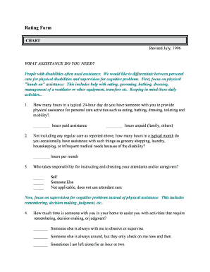 Disability Assistance Rating Form