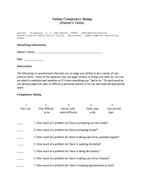 Patient Competency Rating Form