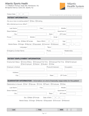 Atlantic Sports Health Patient Registration Form