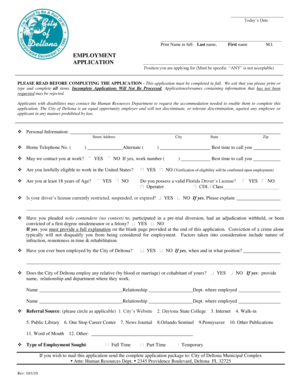 City of Deltona Employment Application