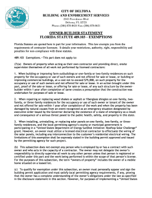 Florida Owner-Builder Statement