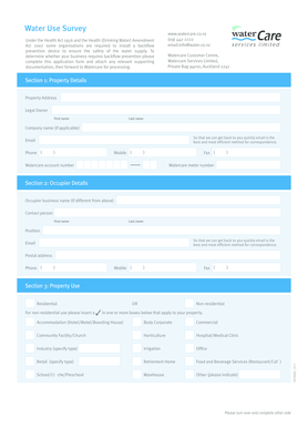 Water Use Survey Application Form