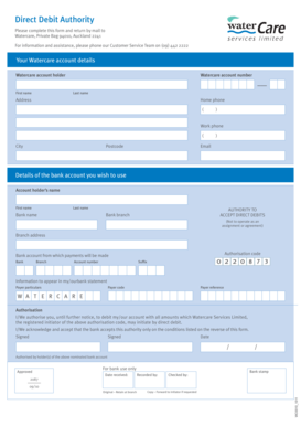 Direct Debit Authority Form