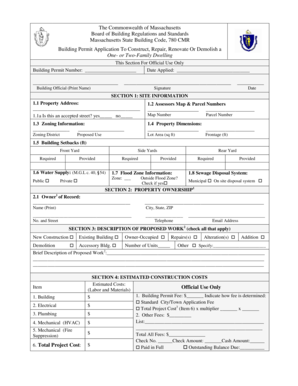Massachusetts Building Permit Application