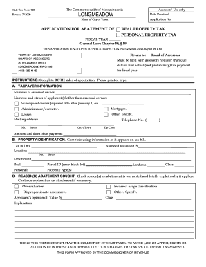 Massachusetts Real Property Tax Abatement Application