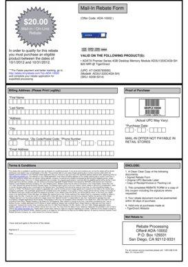 ADATA Mail-In Rebate Form