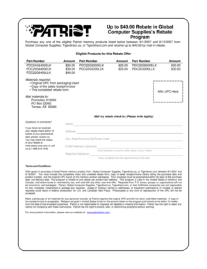 Patriot Memory Product Rebate Form
