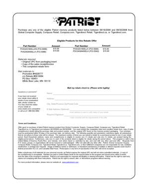Patriot Memory Product Rebate Form