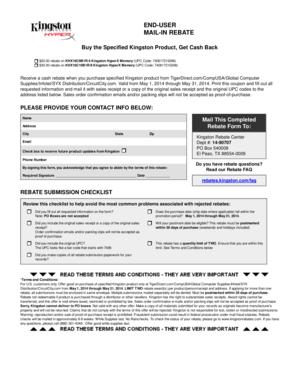 Kingston Mail-In Rebate Form