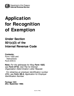 IRS Form 1023 Application for Recognition of Exemption