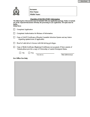 Constable Application Checklist
