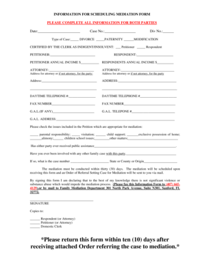 Family Mediation Scheduling Form