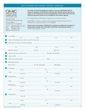 Application for Locum Tenens Coverage