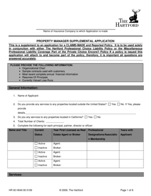 Property Manager Supplemental Application