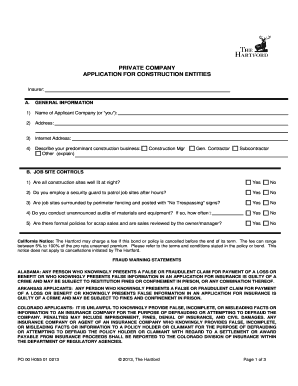 Construction Entity Application Form