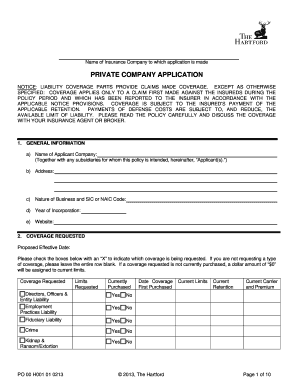 Private Company Insurance Application