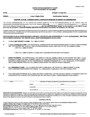 Chapter 13 Bankruptcy Plan and Notice