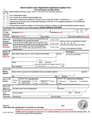 North Carolina Voter Registration Application