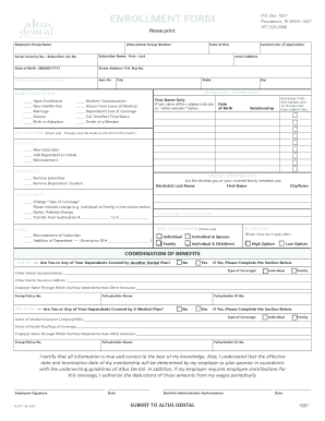 Altus Dental Insurance Enrollment Form