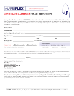 AmeriFlex Direct Deposit Authorization Agreement