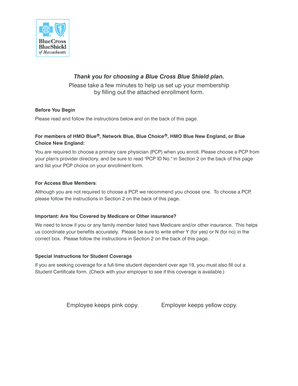 Blue Cross Blue Shield Enrollment Form