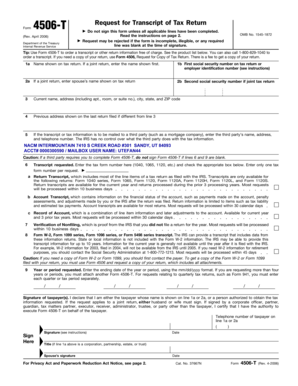 IRS Form 4506-T Request for Transcript of Tax Return