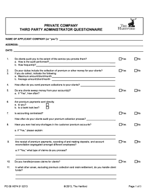 Third Party Administrator Questionnaire