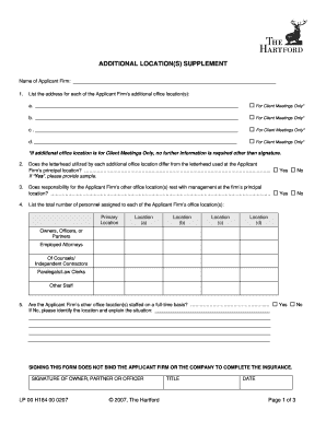 Additional Location Supplement Form
