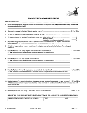 Plaintiff Litigation Supplement Form