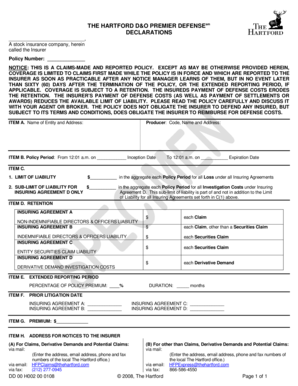 The Hartford D&O Premier Defense Policy