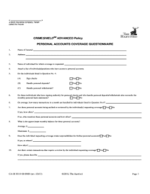 Crimeshields Advanced Personal Accounts Coverage Questionnaire