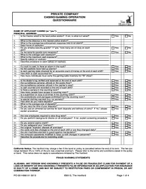 Casino Gaming Operation Questionnaire
