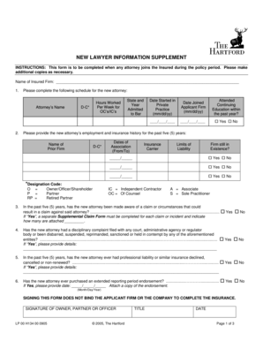 New Lawyer Information Supplement