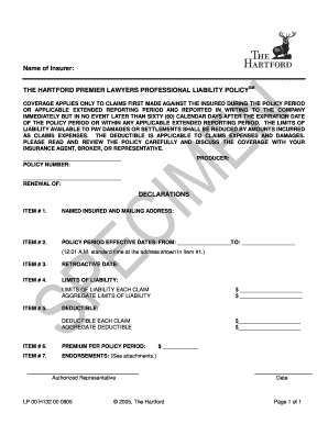 The Hartford Lawyers Professional Liability Policy