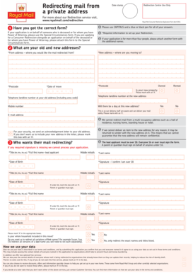 Royal Mail Consumer Redirection Application Form