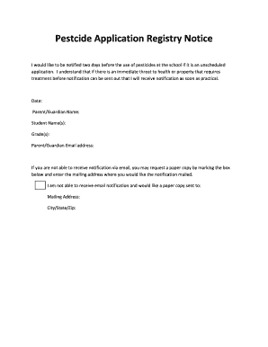 Pesticide Application Registry Notice