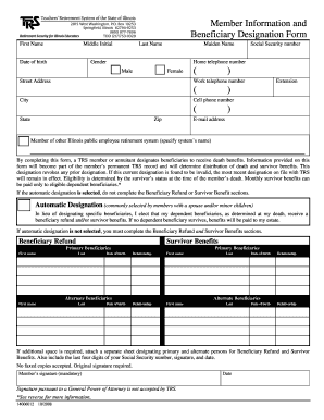 Illinois TRS Member Information and Beneficiary Designation Form
