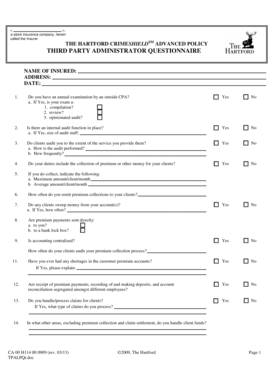 The Hartford CrimeShield Advanced Policy Questionnaire