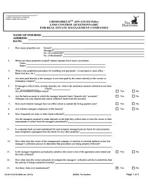 Crimeshields Advanced Policy Loss Control Questionnaire