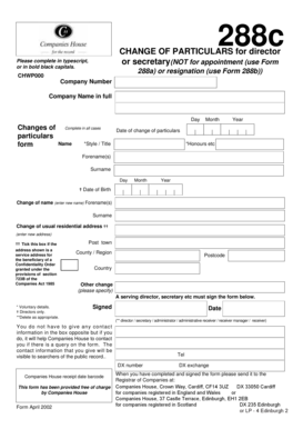 Change of Particulars for Director