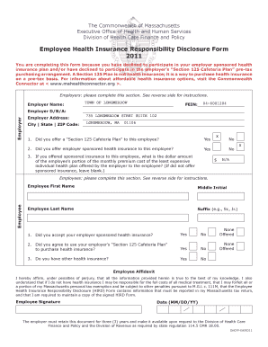 Massachusetts Employee Health Insurance Responsibility Disclosure Form